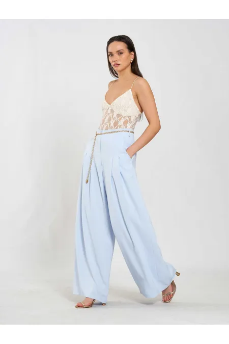 031641 Double Pleated Trousers with Trim