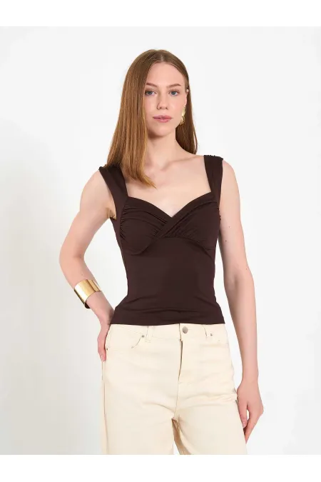 071926 Draped Front Knitted Blouse