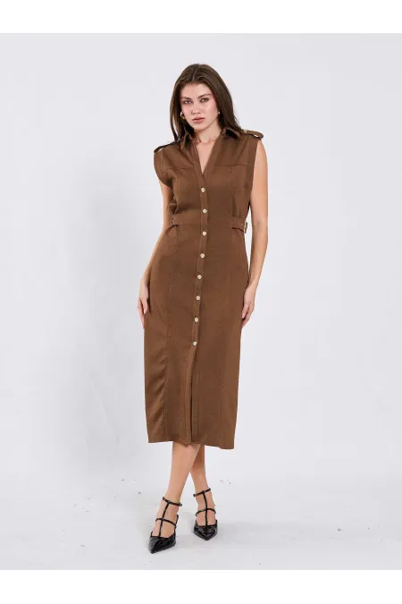 111636 Knitted Dress with Shoulder Epaulets