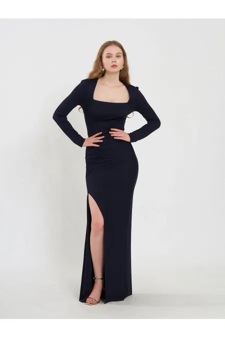 111694 Long-Sleeved Dress with Slit