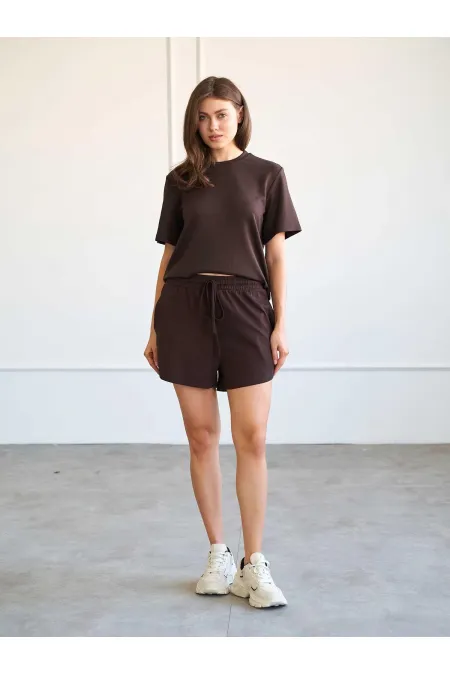 010882 Short mini en maille à taille élastique