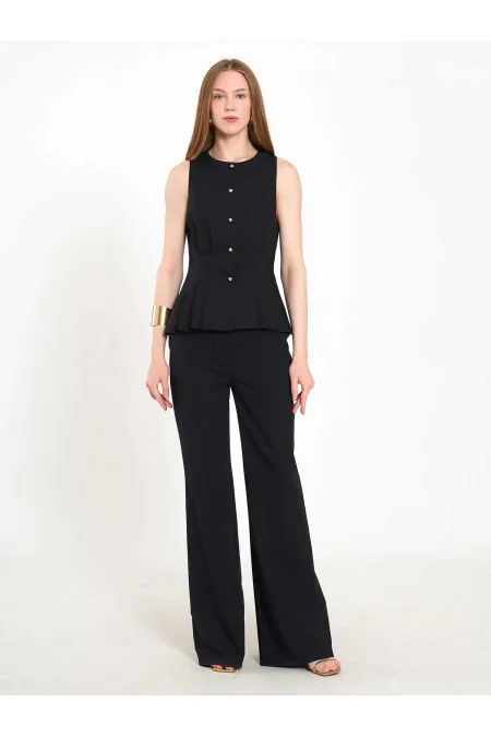 031673 Stella Straight Leg Trousers with Belt Buckle