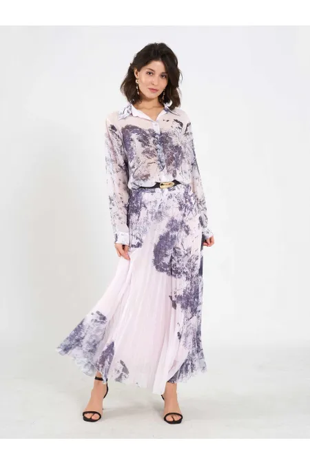 Jupe plissée effet aquarelle 041189