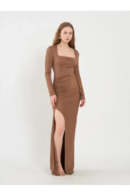 111694 Long-Sleeved Dress with Slit