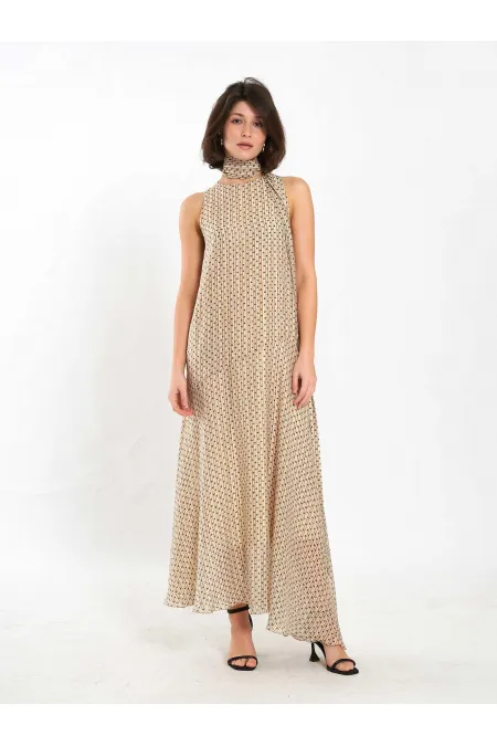 Robe châle longue à pois 111709