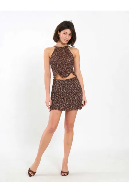 Jupe courte à sequins en forme de cloche (041184)