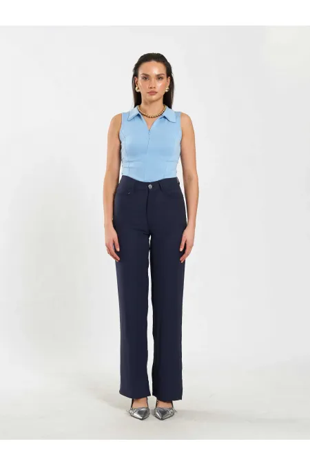 071894 Body sans manches en maille avec fermeture éclair sur le devant