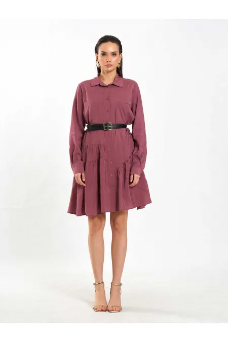 Robe asymétrique à volants et ceinture 111703