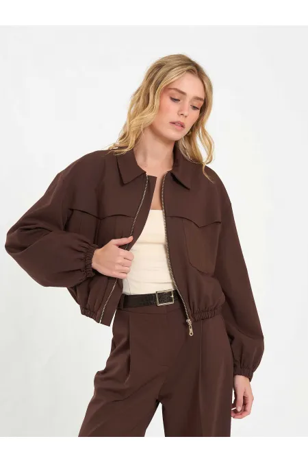 160896 Veste bomber à fermeture éclair frontale