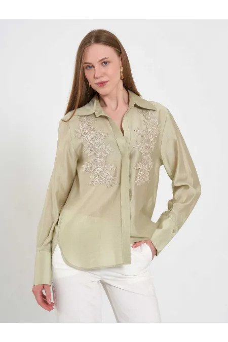 080820 Tencel Shirt with Lace Details