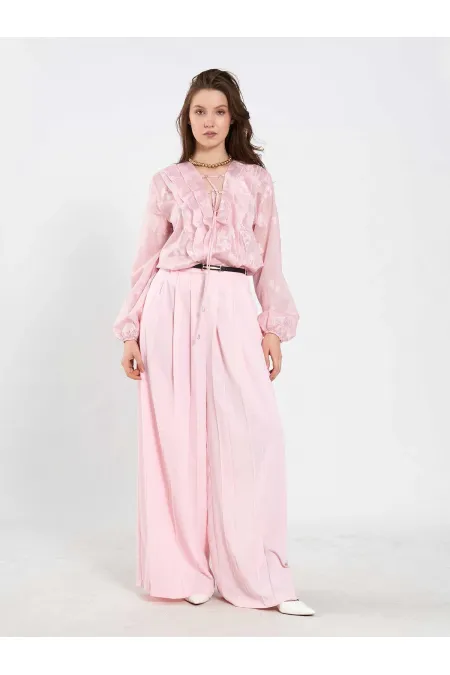 031676 Pleated Loose Fit Belted Trousers