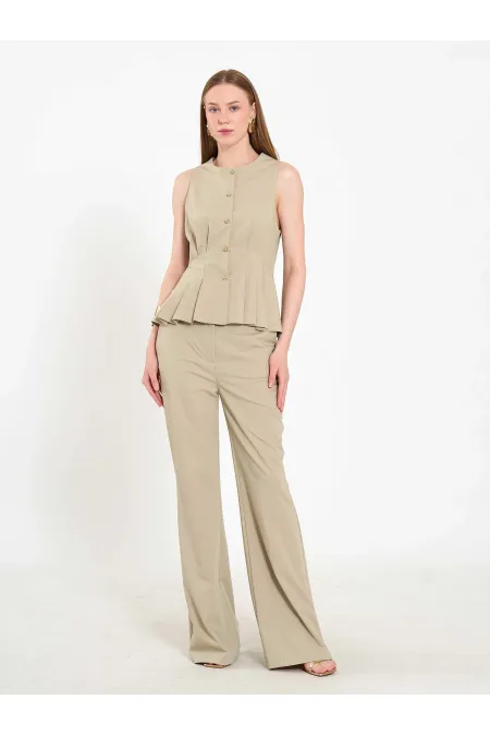 031673 Stella Straight Leg Trousers with Belt Buckle