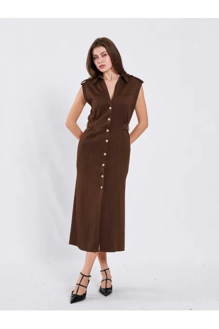 111636 Knitted Dress with Shoulder Epaulets