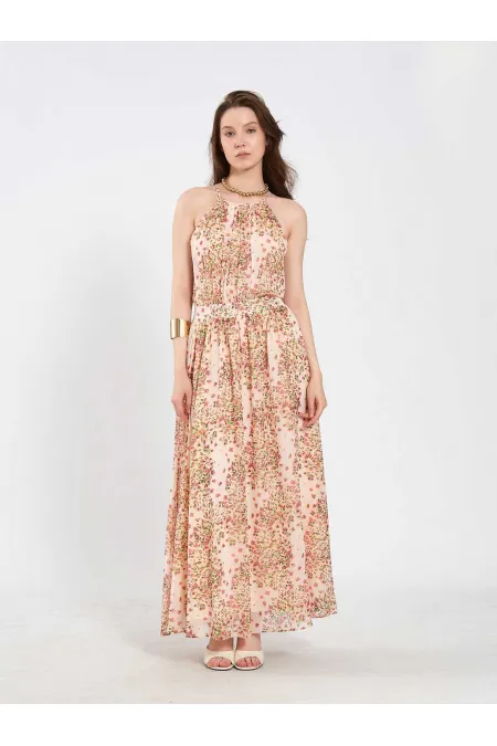 111745 Long Chiffon Dress with Backless Design 111745 Long Chiffon Dress with Backless Design