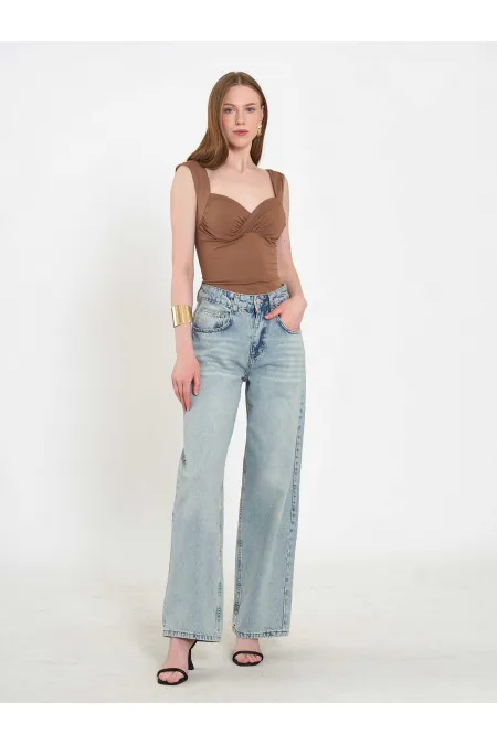 031668 Wide Leg Denim Trousers