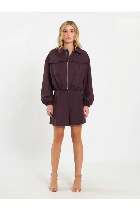 160896 Veste bomber à fermeture éclair frontale