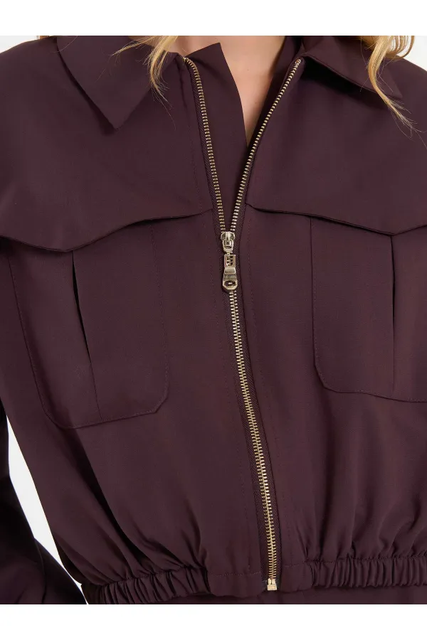 160896 Veste bomber à fermeture éclair frontale