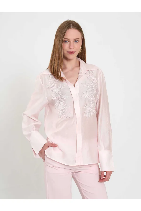 080820 Tencel Shirt with Lace Details