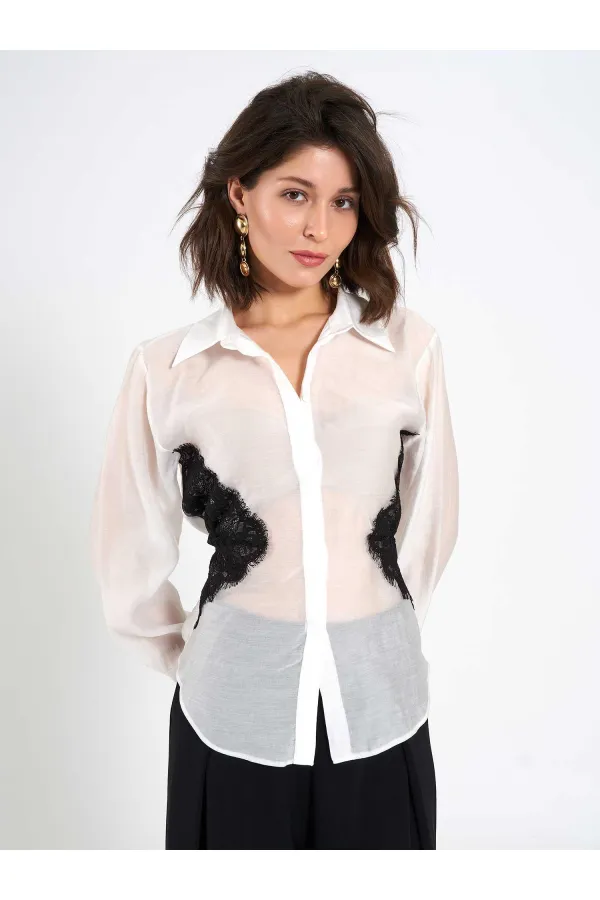 Chemise à détails en dentelle 080812