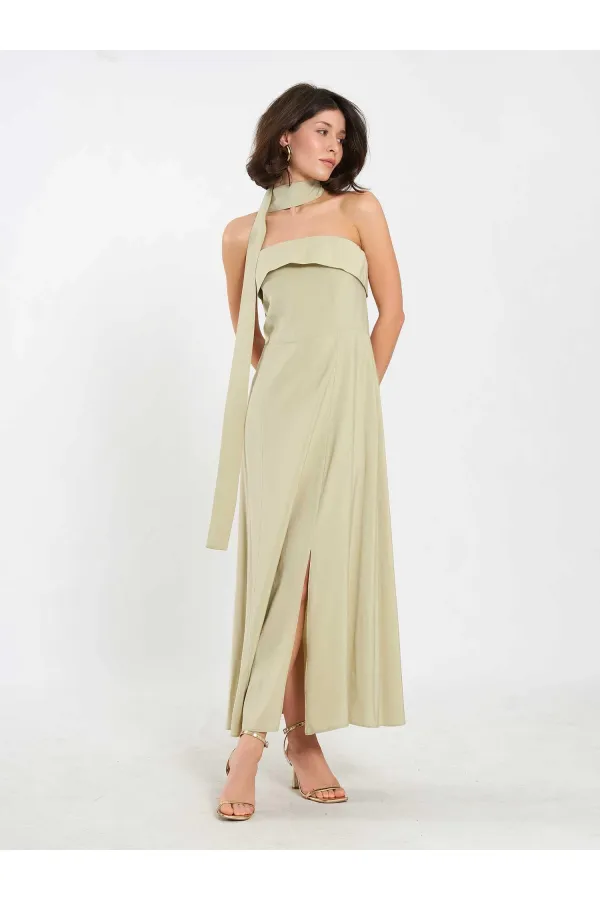 111706 Strapless Dress with Slit