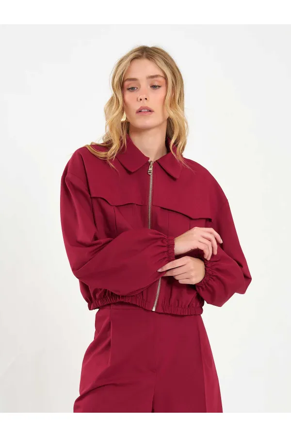 160896 Veste bomber à fermeture éclair frontale