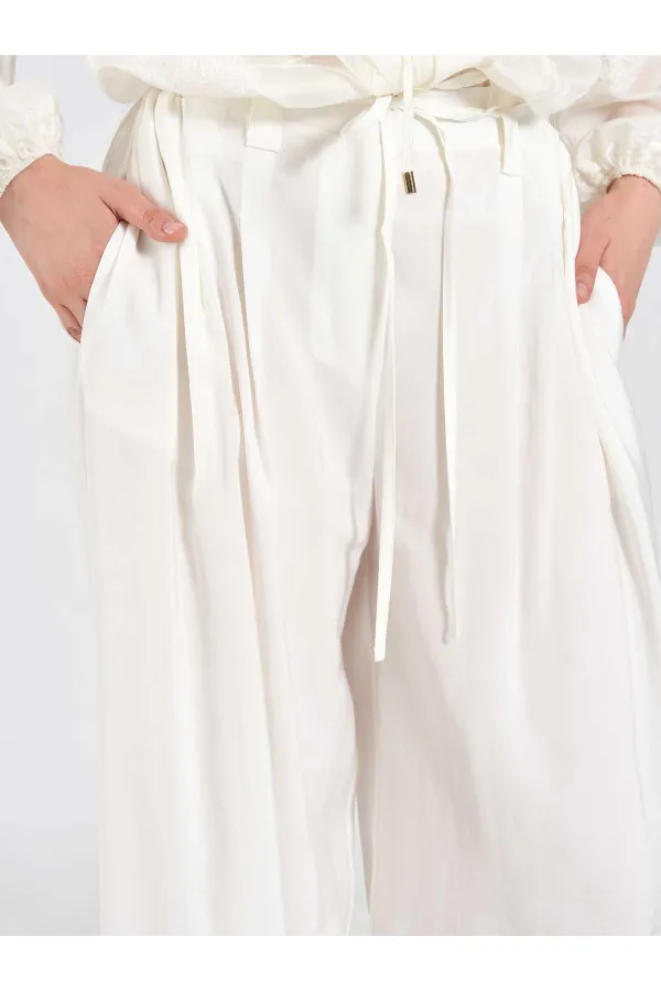 031678 Beli Lastik Detaylı Belden Bağlamalı Pantolon 031678 Beli Lastik Detaylı Belden Bağlamalı Pantolon