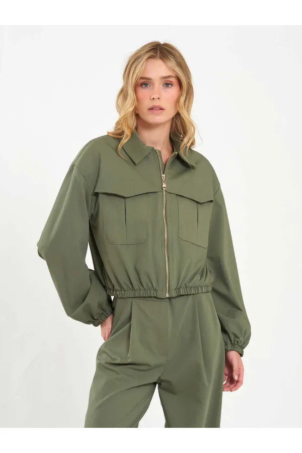 160896 Veste bomber à fermeture éclair frontale