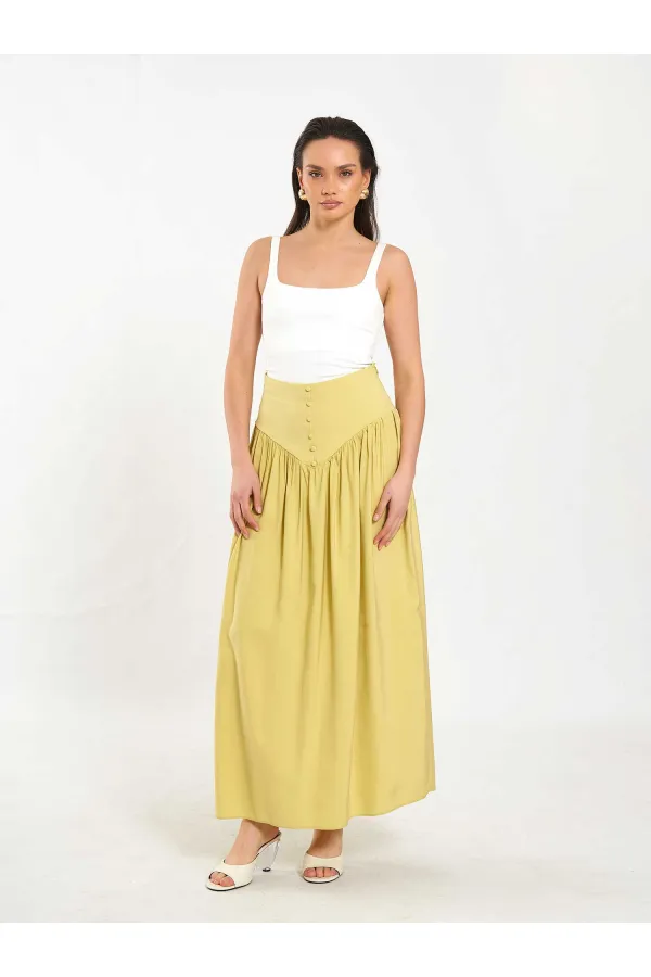 041171 Corset-style Long Front Buttoned Skirt