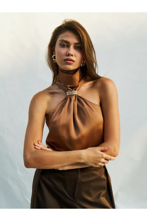 071773 Buckled Satin Blouse