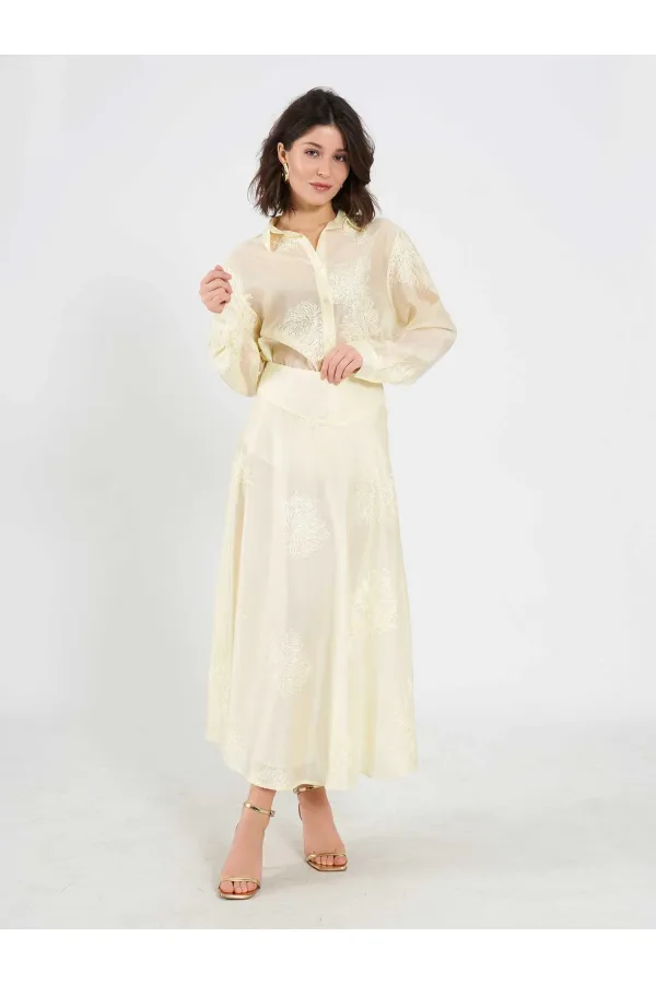 Jupe midi à volants 041192