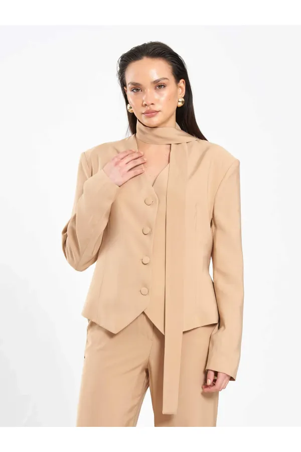 131049 Veste châle à col en V