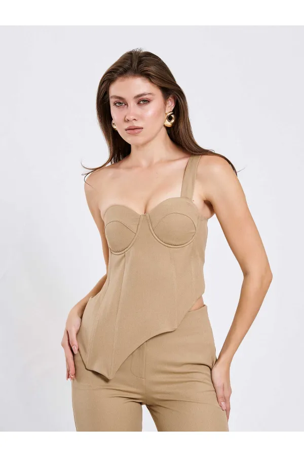 071781 Tek Omzu Askılı Asimetrik Bluz