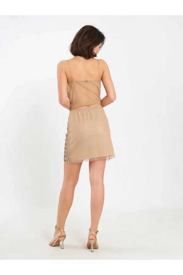 041186 Mini Sequin Tulle Skirt