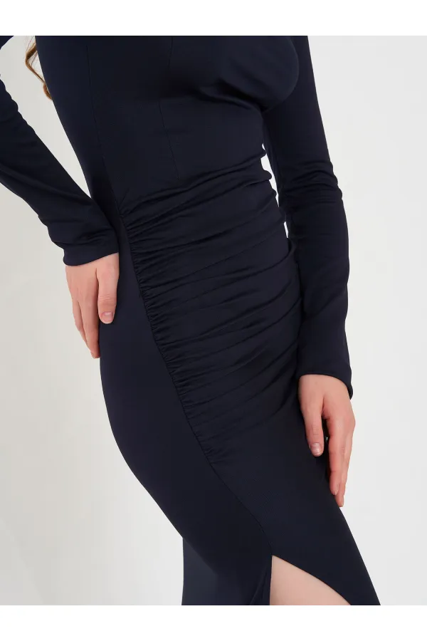 111694 Long-Sleeved Dress with Slit