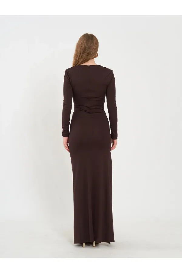 111694 Long-Sleeved Dress with Slit