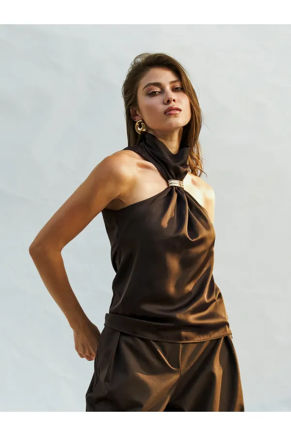 071773 Buckled Satin Blouse