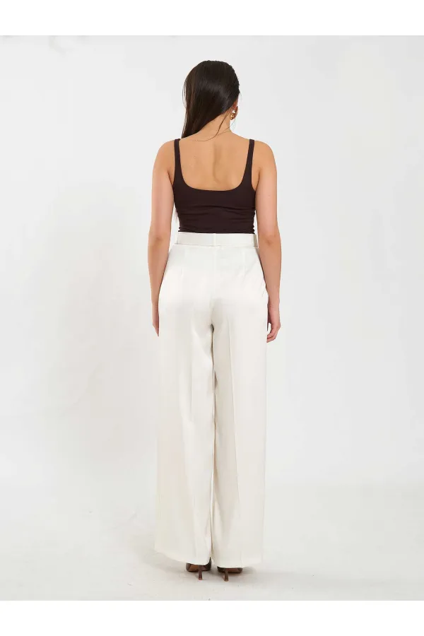 031656 Satin Belted Straight Leg Trousers