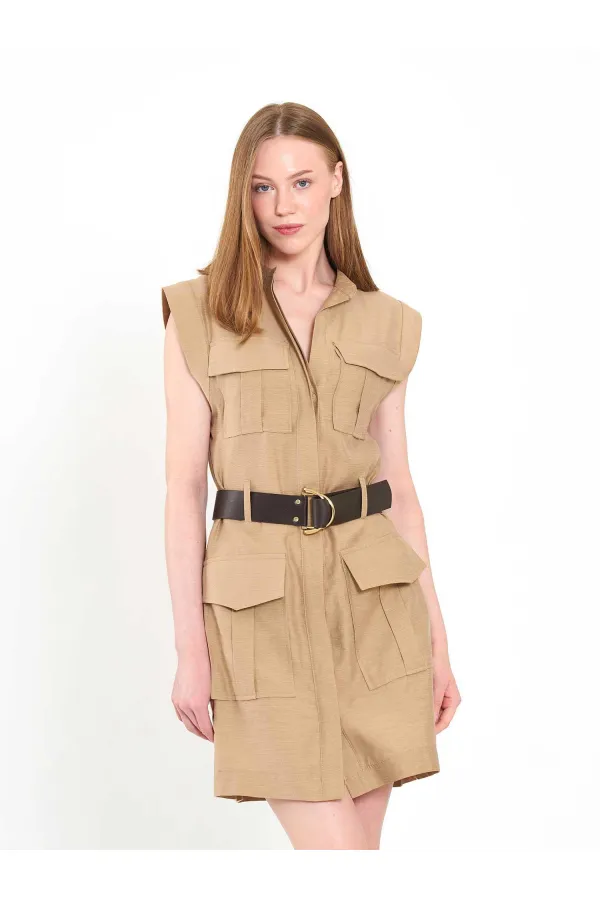 111720 Ayos Linen Mini Dress with Pocket Detail