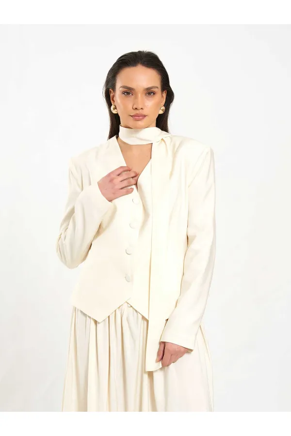 131049 V yaka Şallı Ceket