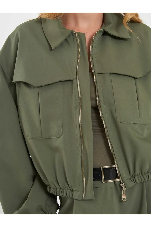 160896 Veste bomber à fermeture éclair frontale