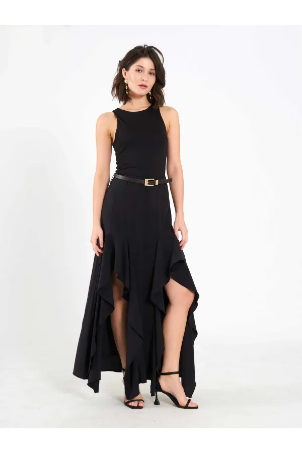 111711 Embellished Belted Dress
