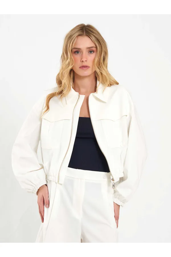 160896 Veste bomber à fermeture éclair frontale