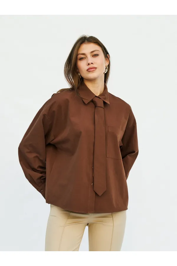 080733 Kravatlı Tek Cep Gömlek