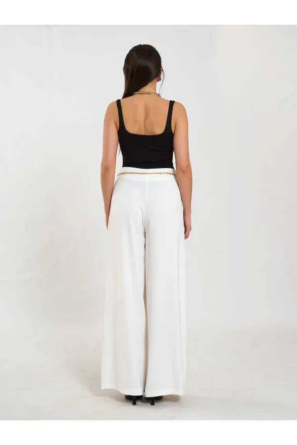 031641 Pervazlı Çift Pile Pantolon