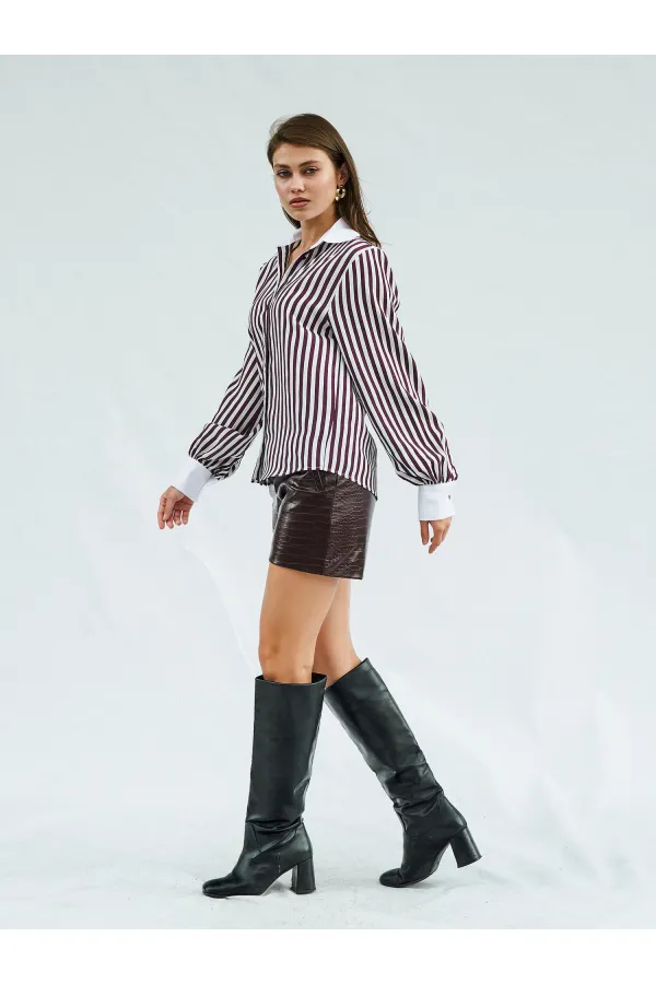 Chemise à col garni pour homme 080726