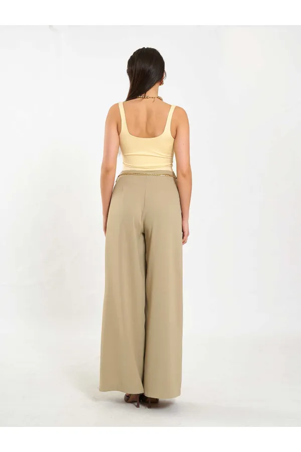 031641 Double Pleated Trousers with Trim