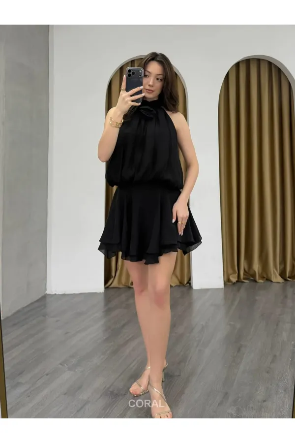 041182 Ribbed Waist Mini Skirt