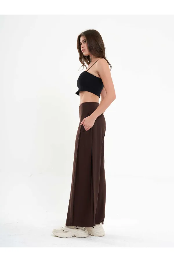 031595 Wide Leg Trousers with Side Pleats