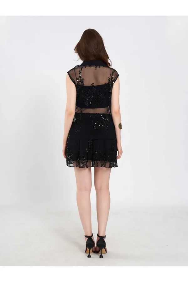 080821 Sleeveless Sequined Embellished Shirt 080821 Sleeveless Sequined Embellished Shirt