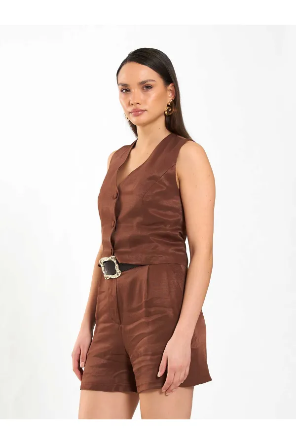 010874 Mini-shorts plissés